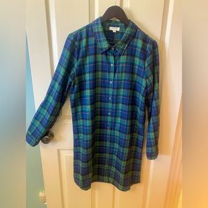 Navy & Green Flannel Shirt Dress size Large